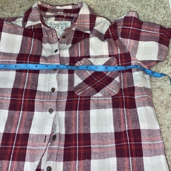 𝅺GARAGE Shirt Boyfriend Fit Plaid  Long Sleeve Shirt (S) - Picture 6 of 10